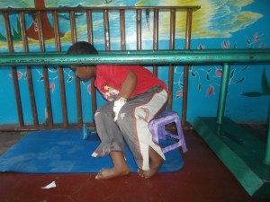 Now, he's grabbing toys.